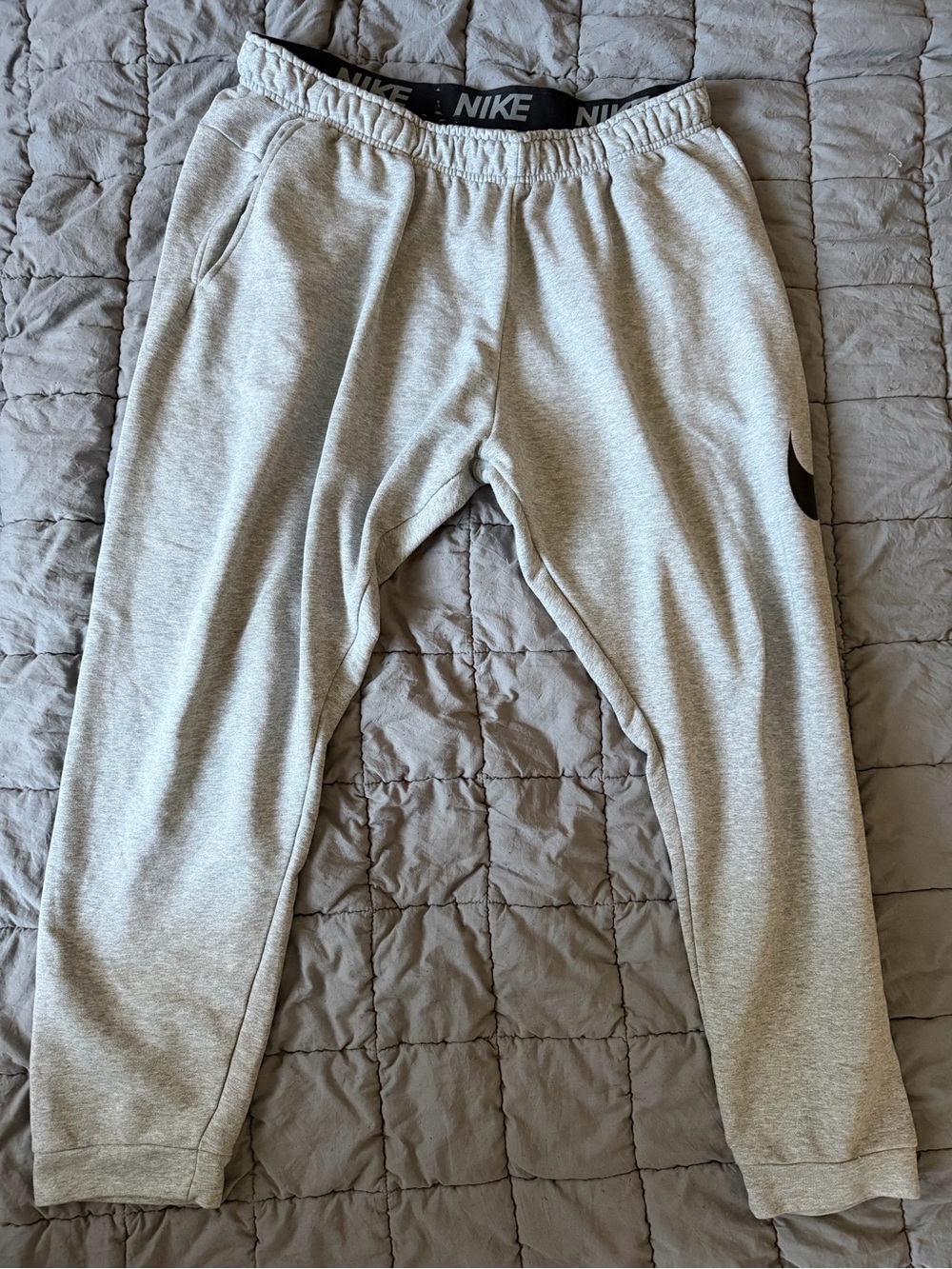 Nike Light Gray Sweatpants with Black Logo